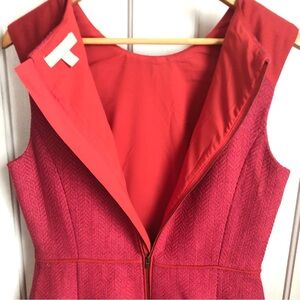 Banana Republic Women’s Red Wool Blend Herringbone Lined Zip Sleeveless Dress 12